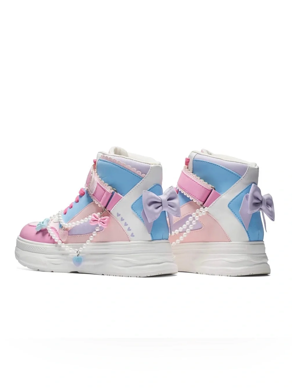 Sugar Wishes Chunky Hi Top Trainers - Pastel Multi - UK size 4 EU 37 US 6.5